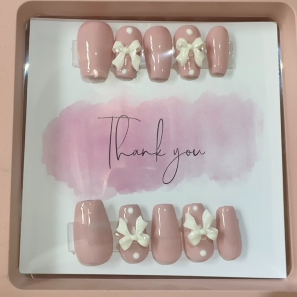 Pretty in Pink Press-On or Glue-On Nails Size M